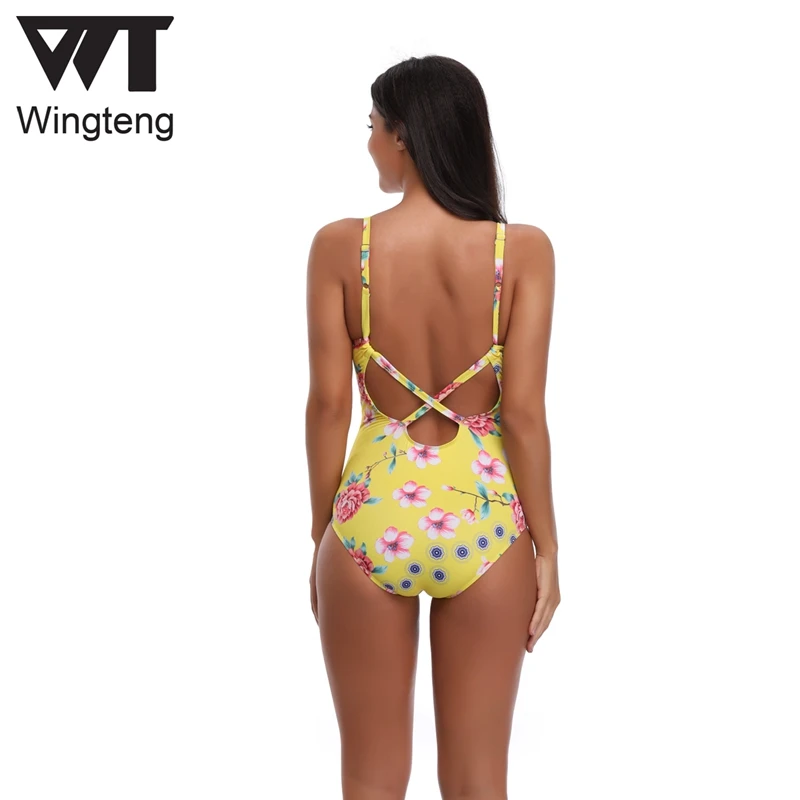 

2018 One piece floral swimwear Women Brazilian Bikini Girls monokini bathing suit Swim wear Swimsuit Female Biquinis Feminino