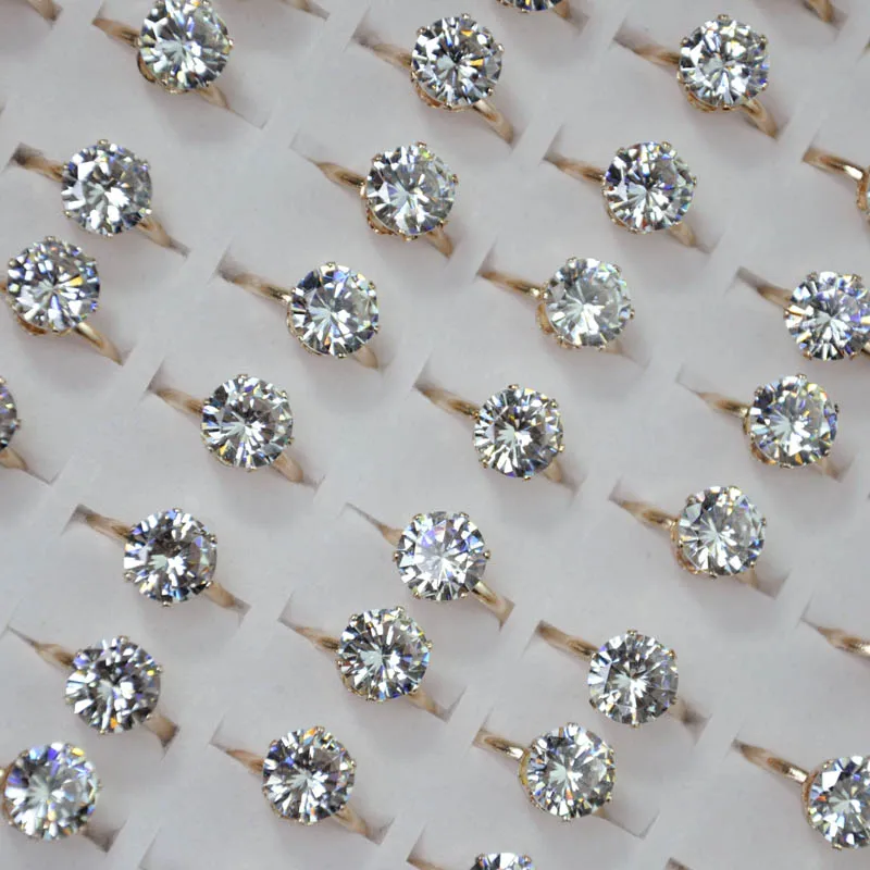 15 шт. 1.75ct AAA циркон розовое Золотое обручальное кольцо для женщин Свадебные
