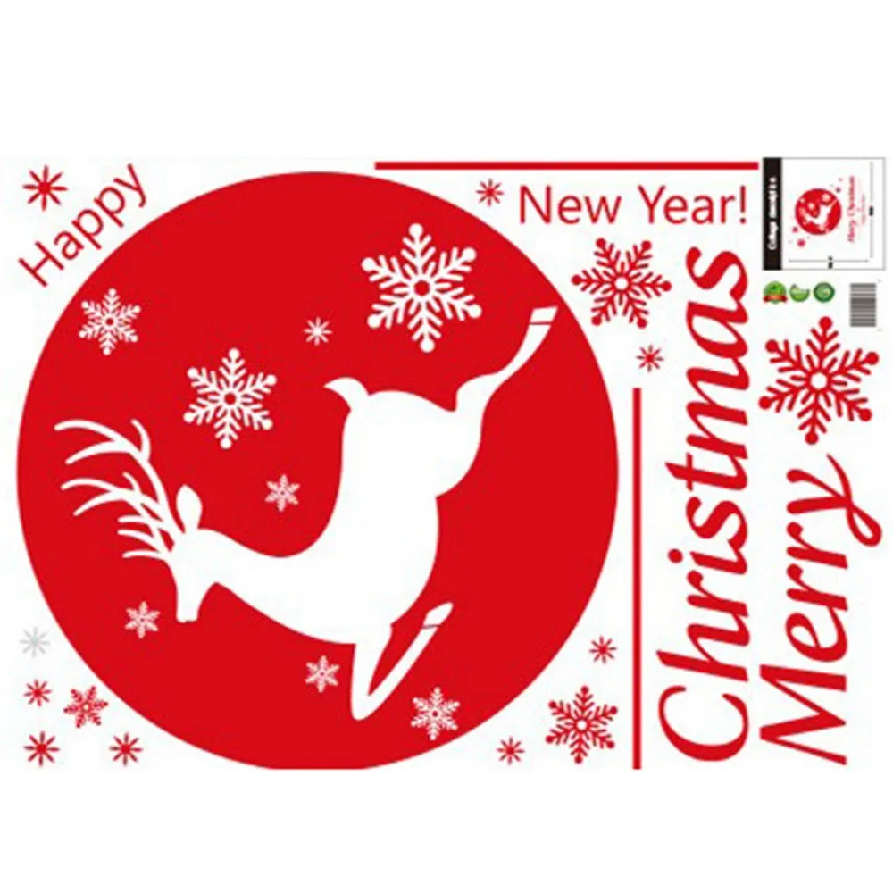 Рождество Стены Стикеры ПВХ Снежинка Олень Украшения С Рождеством Новым Годом Home