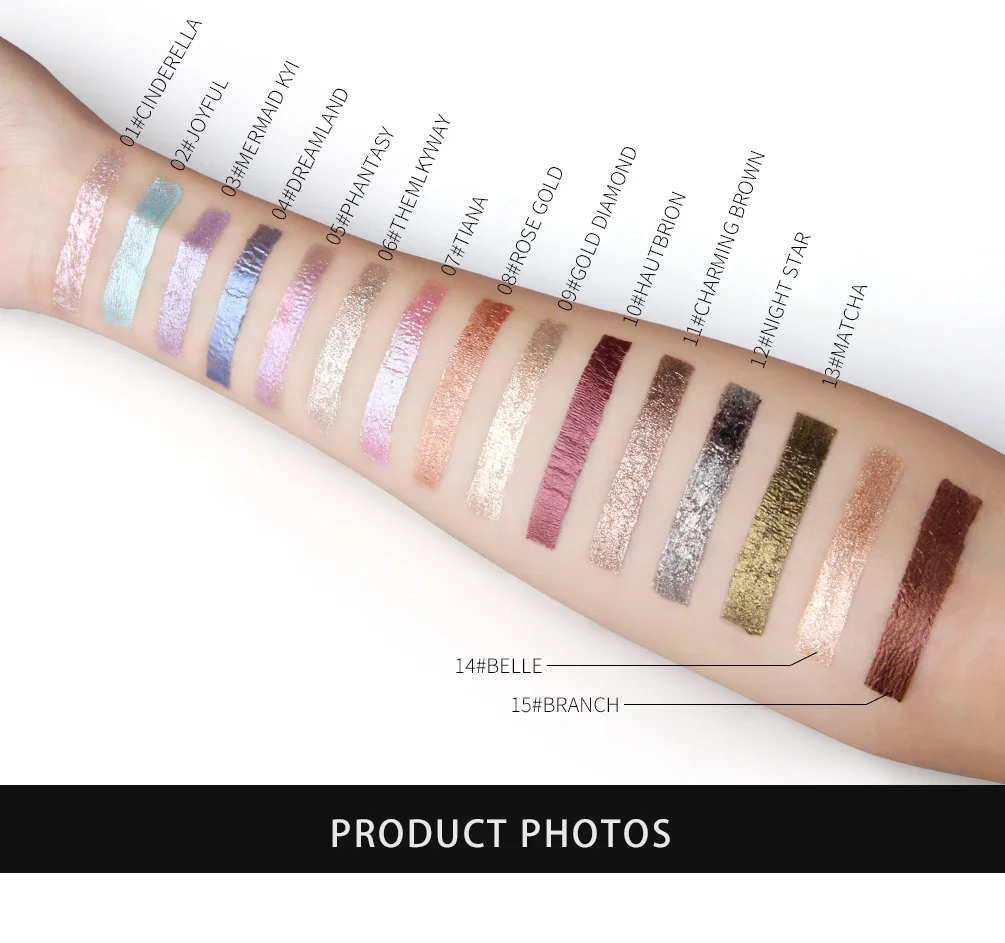 15 Colors Liquid Glitter Eyeshadow Pencil Shimmer Eyeshadow Waterproof Long-lasting Shimmer Eyeshadow Eye Makeup Accessorices