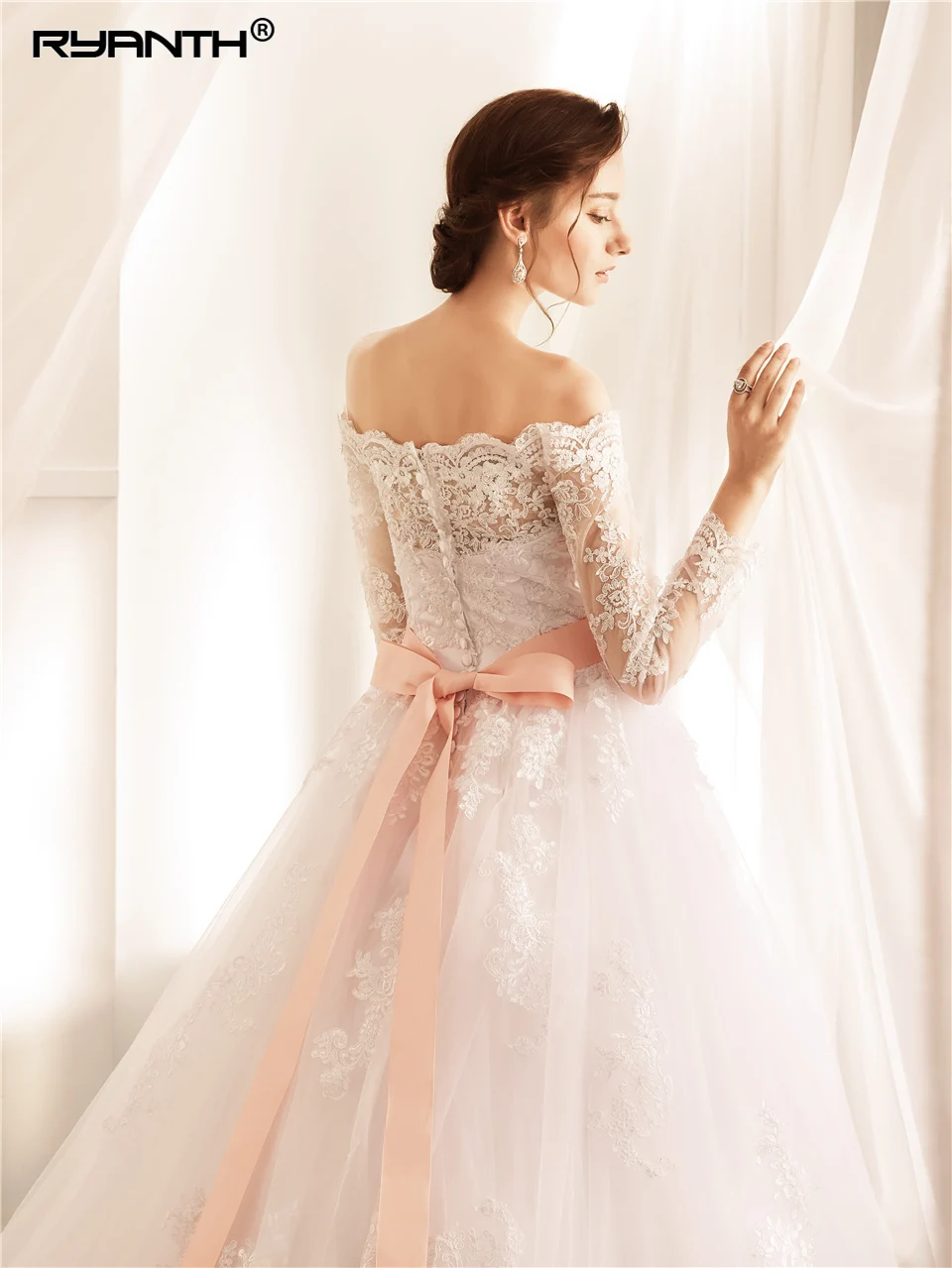 Женское бальное платье с открытыми плечами Ryanth Vestido De Noiva свадебное со съемным