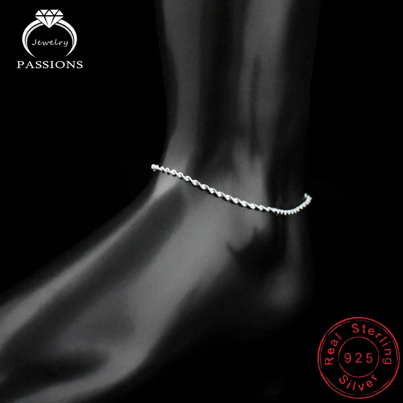 Silver Plated Модная витая плетеная цепочка для женщин, ножной браслет,, 925 пробы Серебряный ножной браслет для женщин, ювелирное изделие для ног, ножной браслет - Окраска металла: Silver Plated