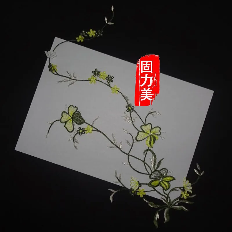 7pc 55CM gold white blue burgundy flower butterfly Embroidered Motif Flower hot fix Iron On Patches Applique Clothing Accessory | Дом и сад