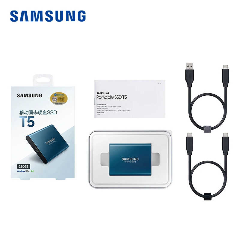 SAMSUNG Внешний SSD T5 USB3.1 USB3.0 250 ГБ 500 1 ТБ жесткий диск внешние твердотельные диски HDD