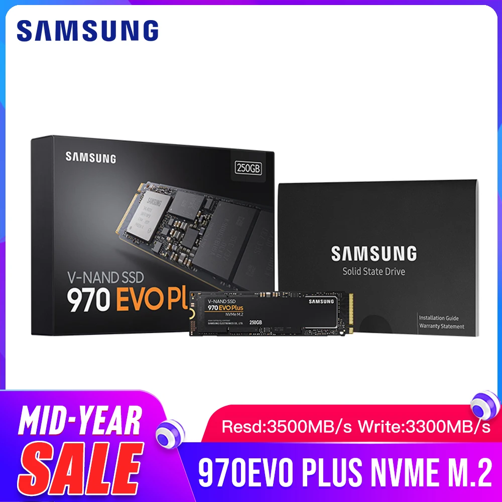 Внутренний жесткий диск Samsung 970 EVO PLUS M.2 SSD 250 ГБ Nvme Pcie 500 Гб ТБ для ноутбука