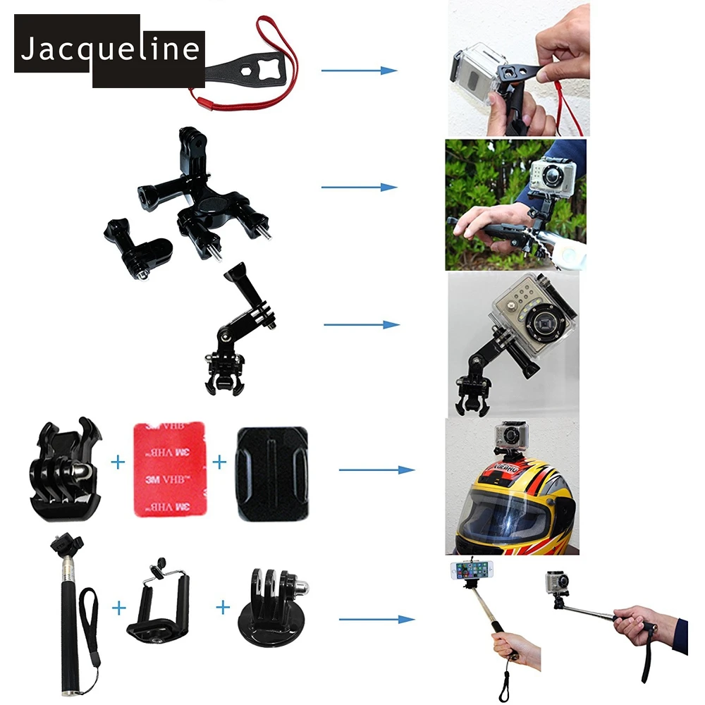 Фото Комплект спортивных аксессуаров Jacqueline для Gopro hero HD 6 5 4/3/2 SJCAM SJ4000 SJ5000 SJ6000 EKEN H9R H9 sj4000 Комплект спортивных аксессуаров Jacqueline для Gopro hero HD 6 5 4/3/2 SJCAM SJ4000 SJ5000 SJ6000 EKEN H9R H9 sj4000