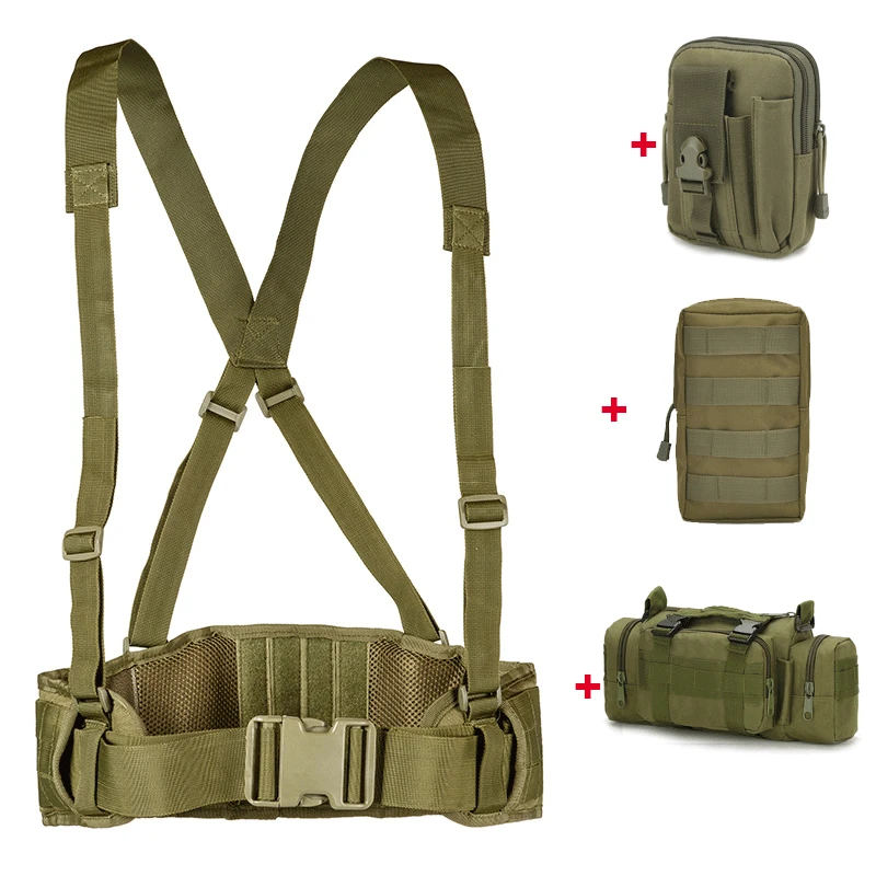 army green 4 Тактический ремень Molle мужской армейский Военный Специальный 1000D нейлоновый ремень удобный боевой пояс EAS h-образный Регулируемый мягкий - Цвет: army green 4