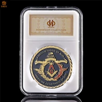 world freemason masonic symbol brothers 150th anniversary gold plated collectible coins original wpccb holder display