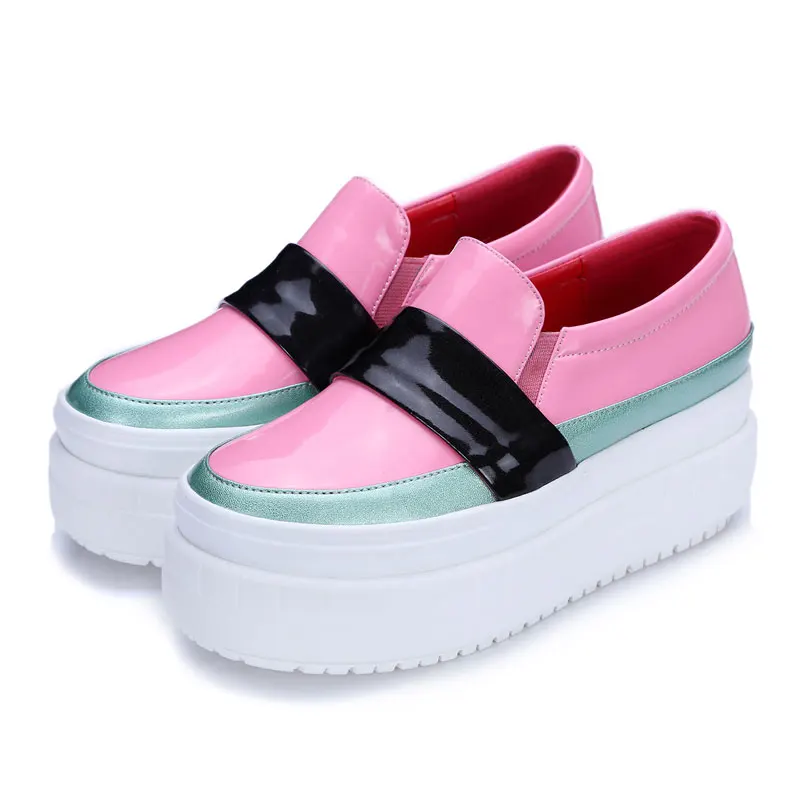 2016 платформы натуральной кожи мокасины мода туфли конструктор обувь женщина