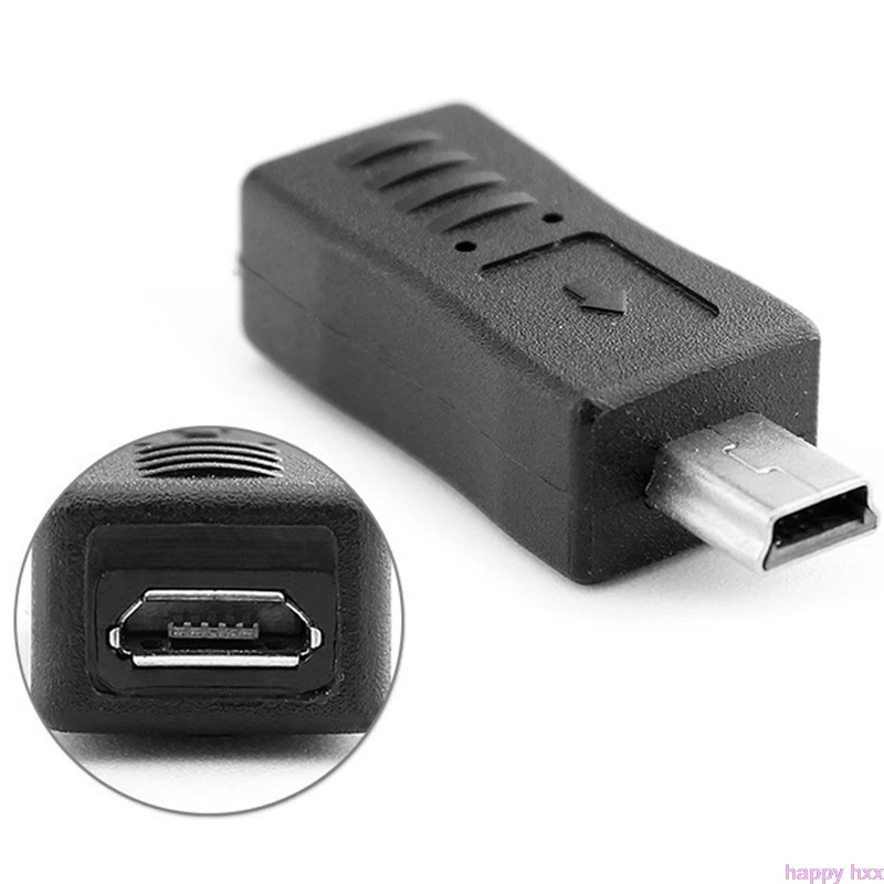 Адаптер с Micro USB Мама на Mini папа черный переходник для зарядного устройства|Кабели