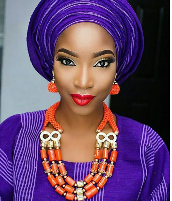 Набор ювелирных изделий Fashion African Coral Beads Jewelry Sets Wedding Statement Necklace Earrings Set for Brides CG025.