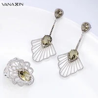vanaxin charms earrings ring coffee color cubic zircons stone jewellery hoop earrings for women date brincos classic box gift