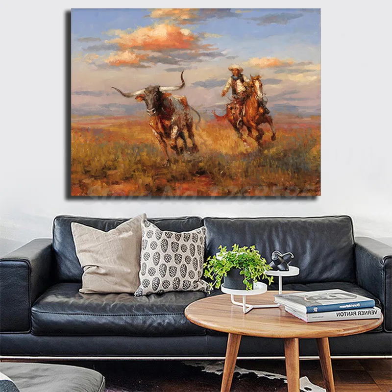 Западный пейзаж ковбойский стиль HD холст картина печать гостиная домашний декор