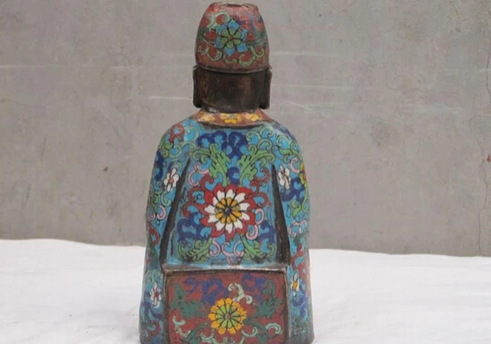 

Collectible bronze S2249 8" Chinese Bronze Cloisonne Ming emperor zhu di Prince of Yan king Statue