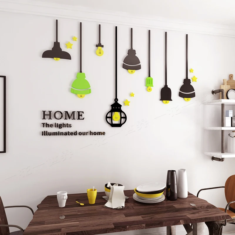 Горячая Распродажа освещение акриловая Наклейка на стену гостиная ресторан DIY