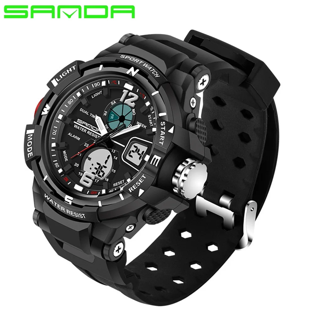 SANDA брендовые Детские спортивные часы светодиодный электронные кварцевые