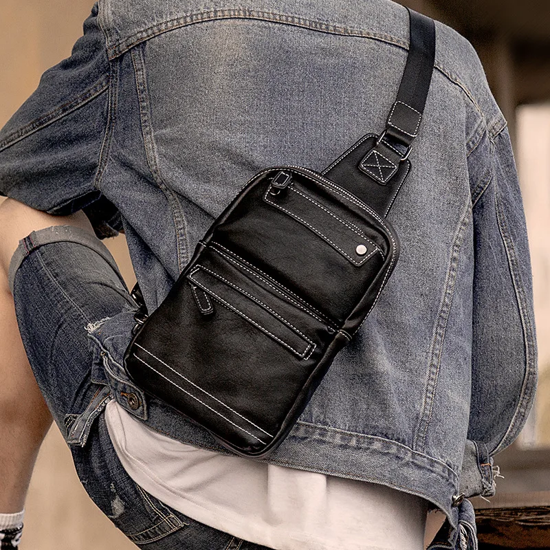 Роскошная брендовая мужская нагрудная сумка кожаные сумки через плечо Мужская