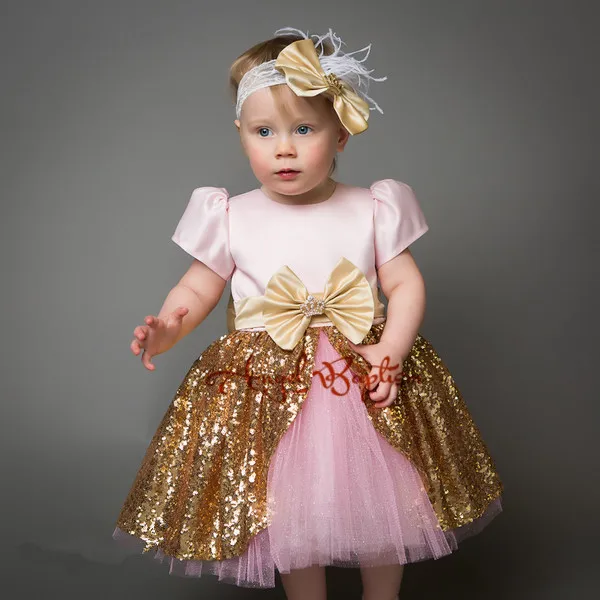 Блестящие красивые розовые платья с цветочным узором для девочек платье