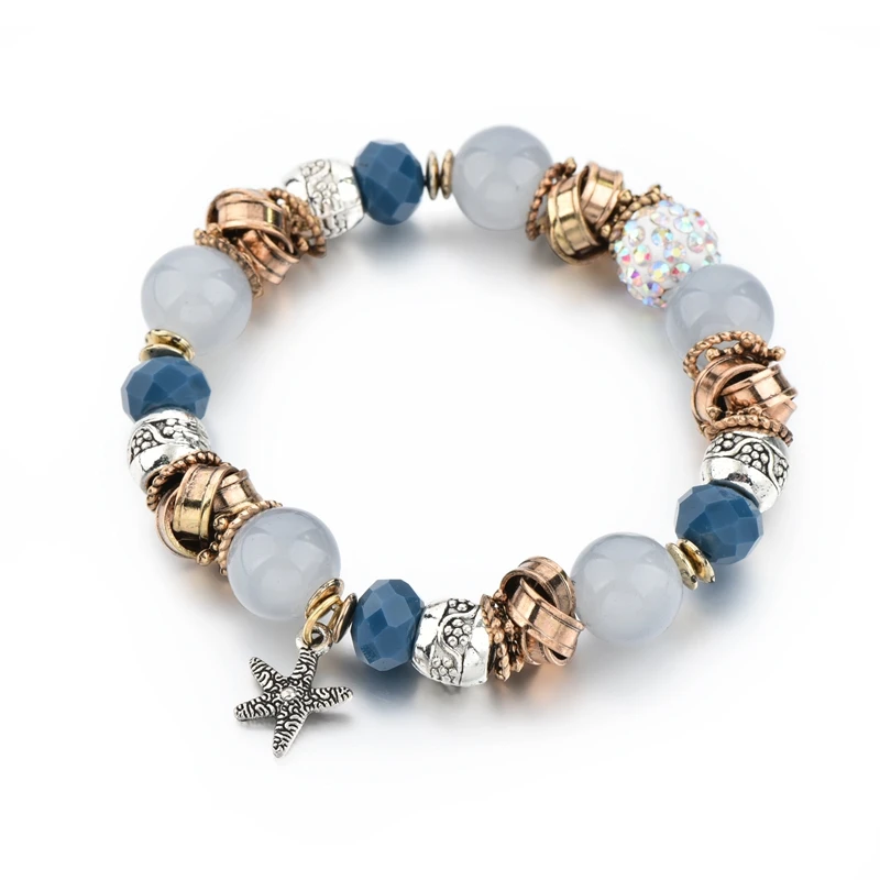 

Szelam Gray Star Charm Bracelets & Bangles Crystal Stone Bracelets For Women Elastic Rope Chain Jewelry DIY SBR170046