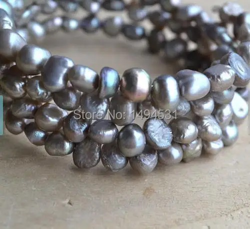 Оптовая продажа жемчужный браслет-темно-серый цвет 4 ряда 6-7 мм настоящий