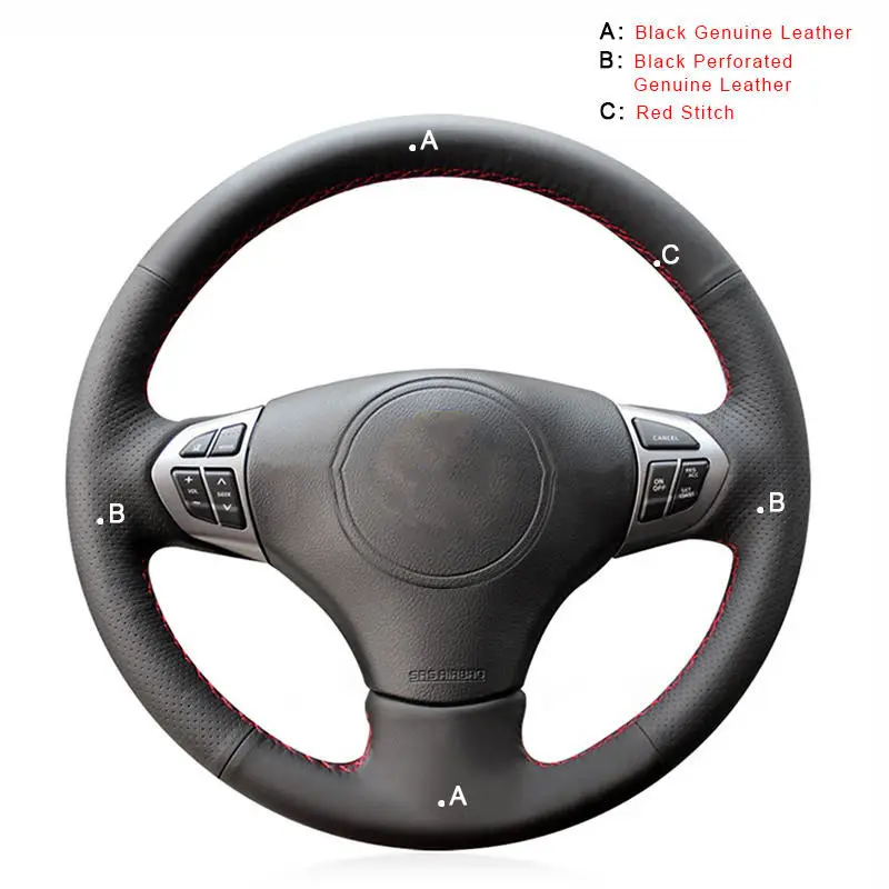 Genuine Leather Автомобильная оплетка на руль для Suzuki Grand Vitara 2006 2007 2008 2009- 2007-2013 diy авто аксессуары для интерьера - Название цвета: Genuine Leather
