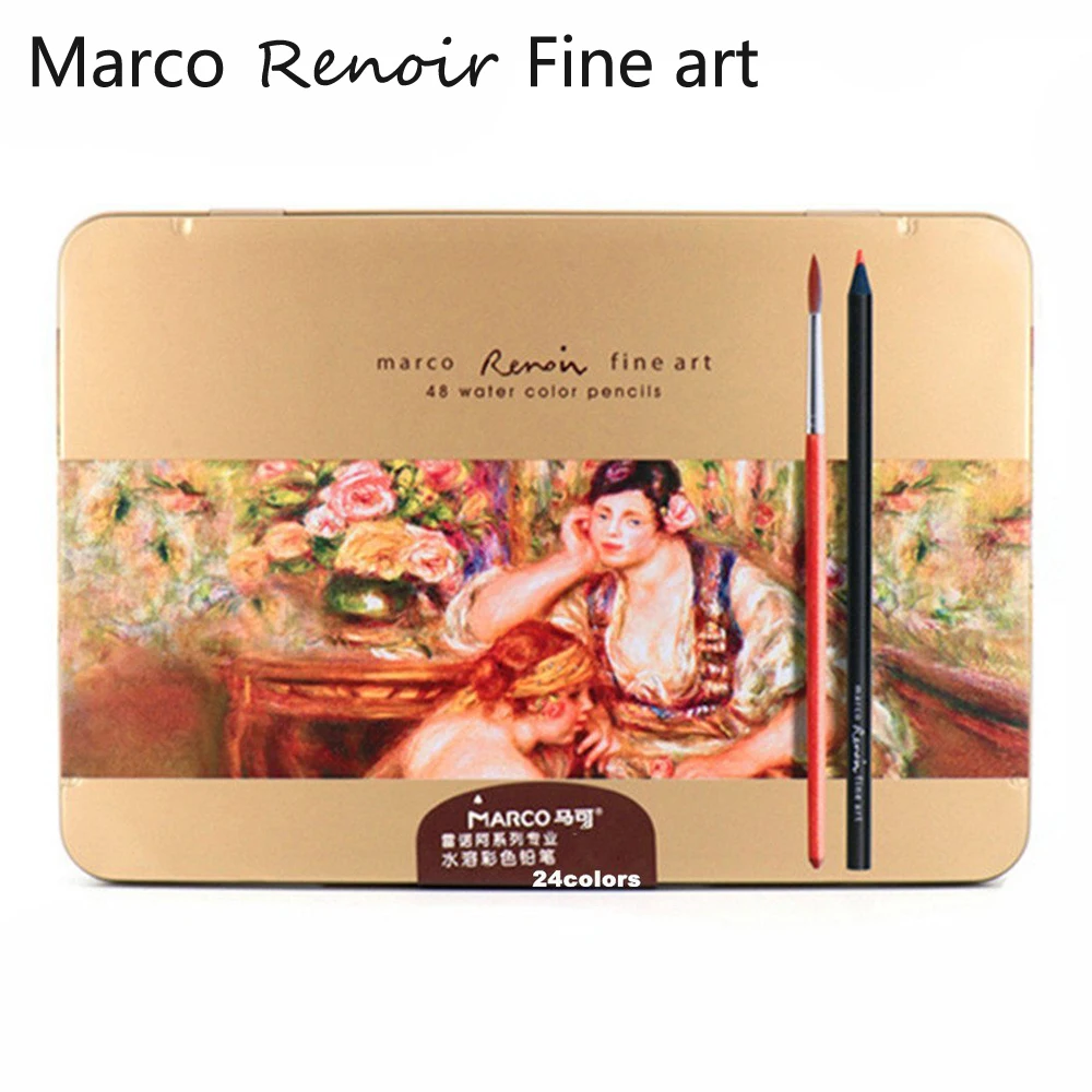 Set Watercolor Paint Rainbow Pencils Water Soluble Color Lead , Pack Of Iron Box 24/36/48 Colors