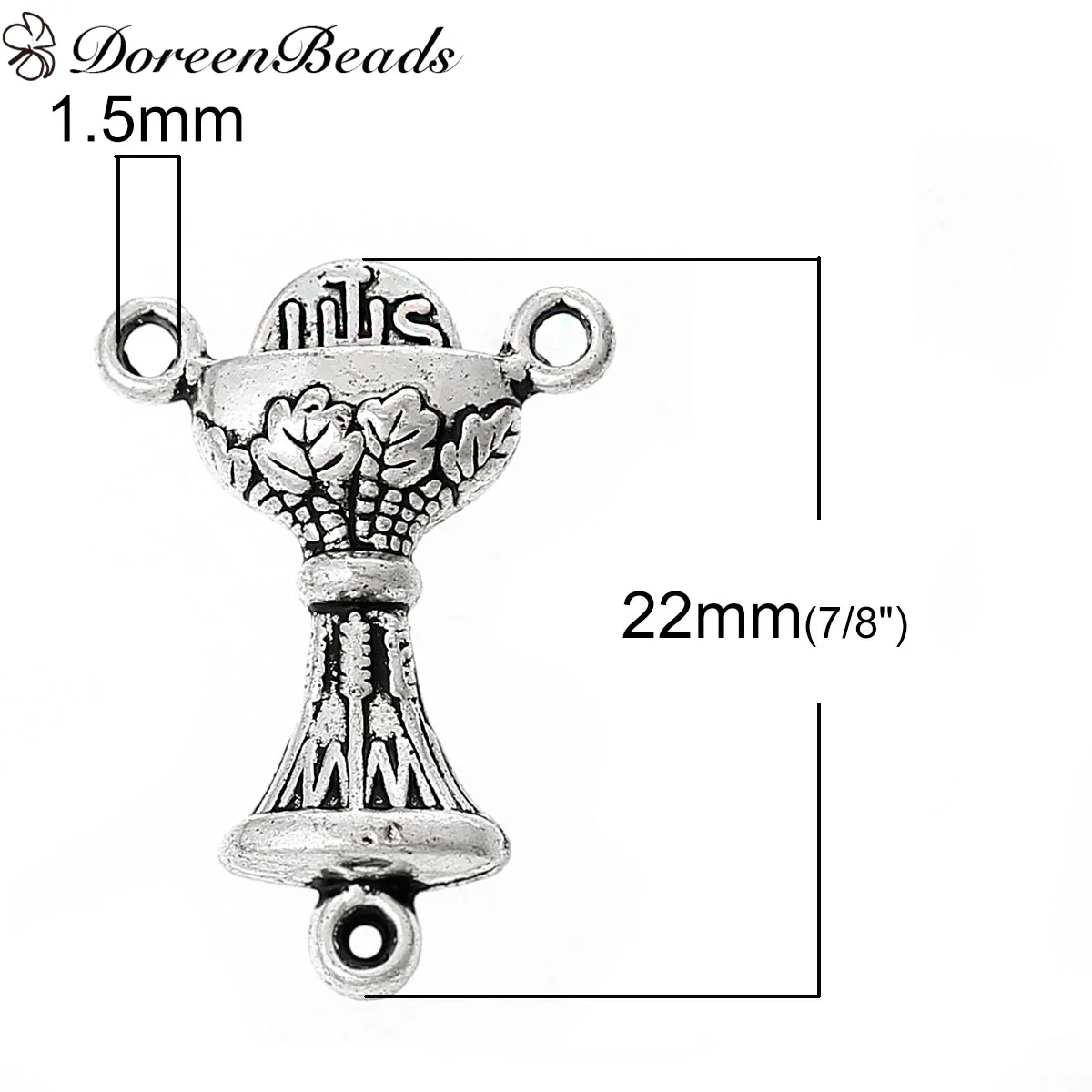 DoreenBeads Connectors Findings Trophy Winner's Cup Antique Silver Flower Pattern Carved 22.0mm x 16.0mm 50 PCs | Украшения и