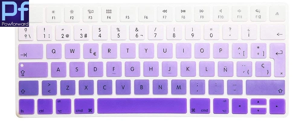 fadepurple Испанская испанская клавиатура с буквенным языком, силиконовый чехол для Apple Magic Keyboard(MLA22LL/A), Европейская/ISO раскладка клавиатуры - Цвет: fadepurple