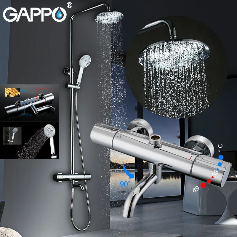 

GAPPO Shower System tap waterfall Thermostatic Faucet New Top Grade wall mount Brass shower mixer sistema de chuveiro ducha