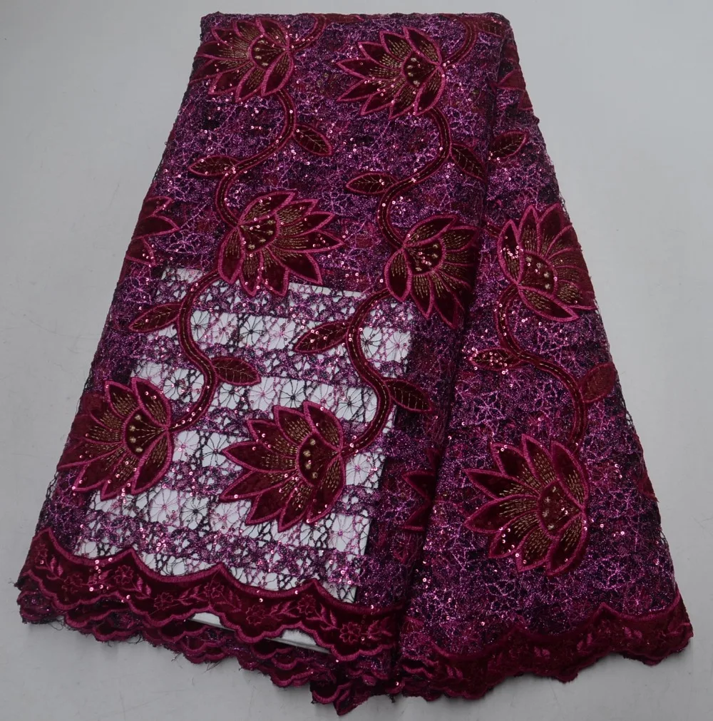 New arrival velvet Embroidery lace fabric with sequins For Wedding Dress High Quality French Tulle Lace Fabric TS7785 | Дом и сад