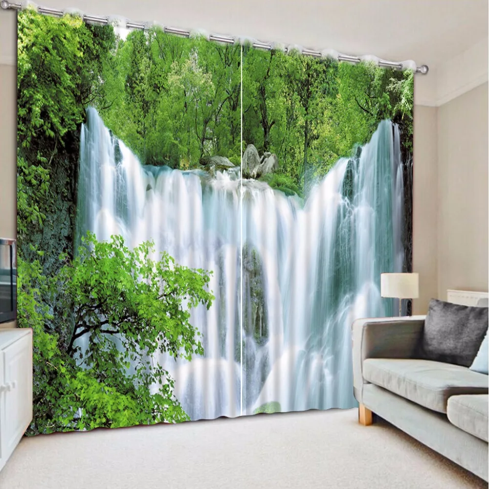 Waterfall Landscape Printing Curtains Sheer For The Living Room Bedroom Window Kitchen Curtain Or Hotel Office Drapes | Дом и сад
