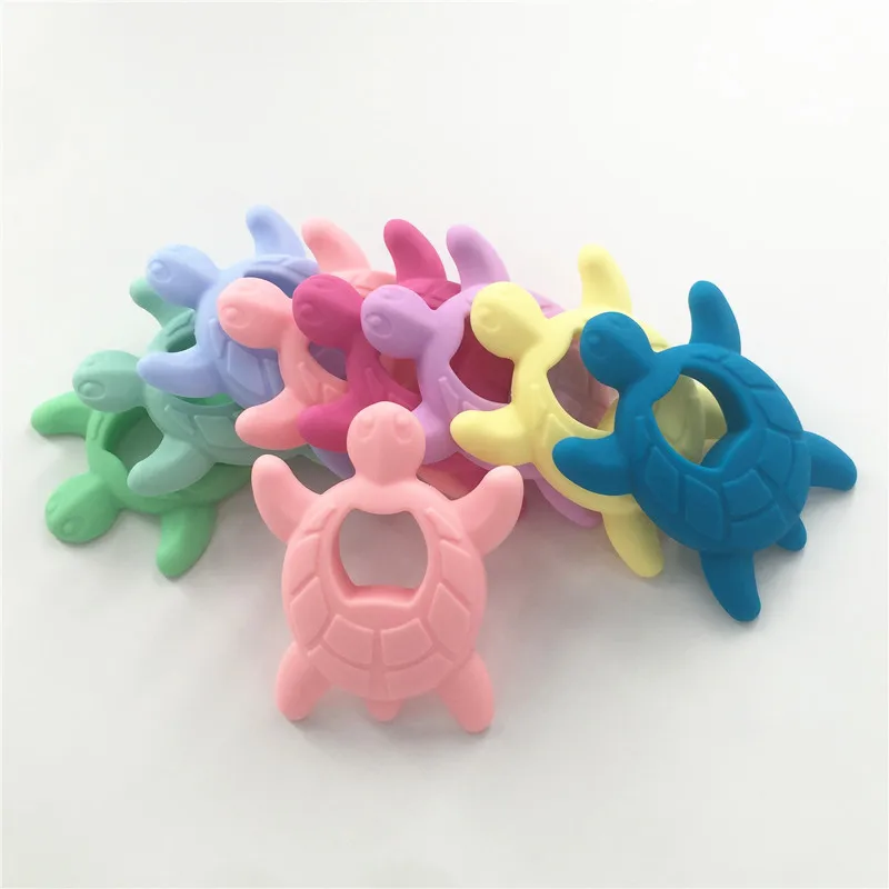 

Chenkai 10PCS BPA Free Safe Silicone Turtle Teether Baby Shower Pacifier Dummy Teething Chewable Pendant Nursing DIY Jewelry Toy