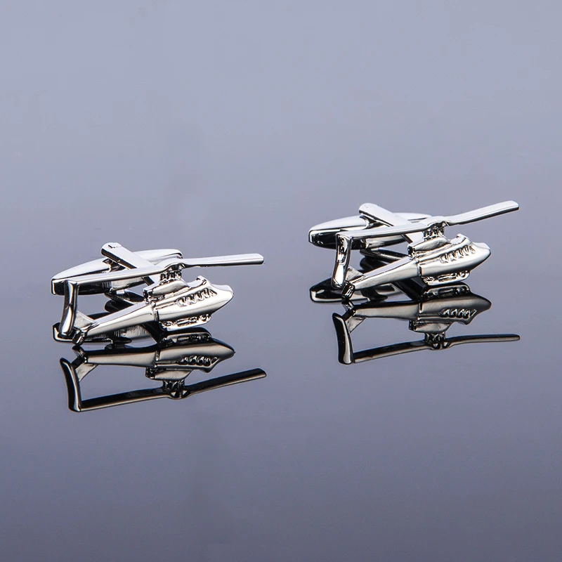 New High Quality Mens Design Airplane Cufflinks Helicopter Aircraft Cuff Links For Business Shirt Wedding Gift Free Shipping