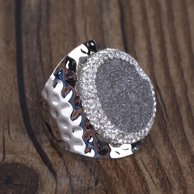 Grey Imperial Silver KEJIALAI, irraglular, натуральный пресноводный жемчуг, амулет, ПАВЕ, стразы, молоток, регулируемое, открытое, большое Золотое кольцо, манжета для женщин и мужчин - Цвет основного камня: Grey Imperial Silver