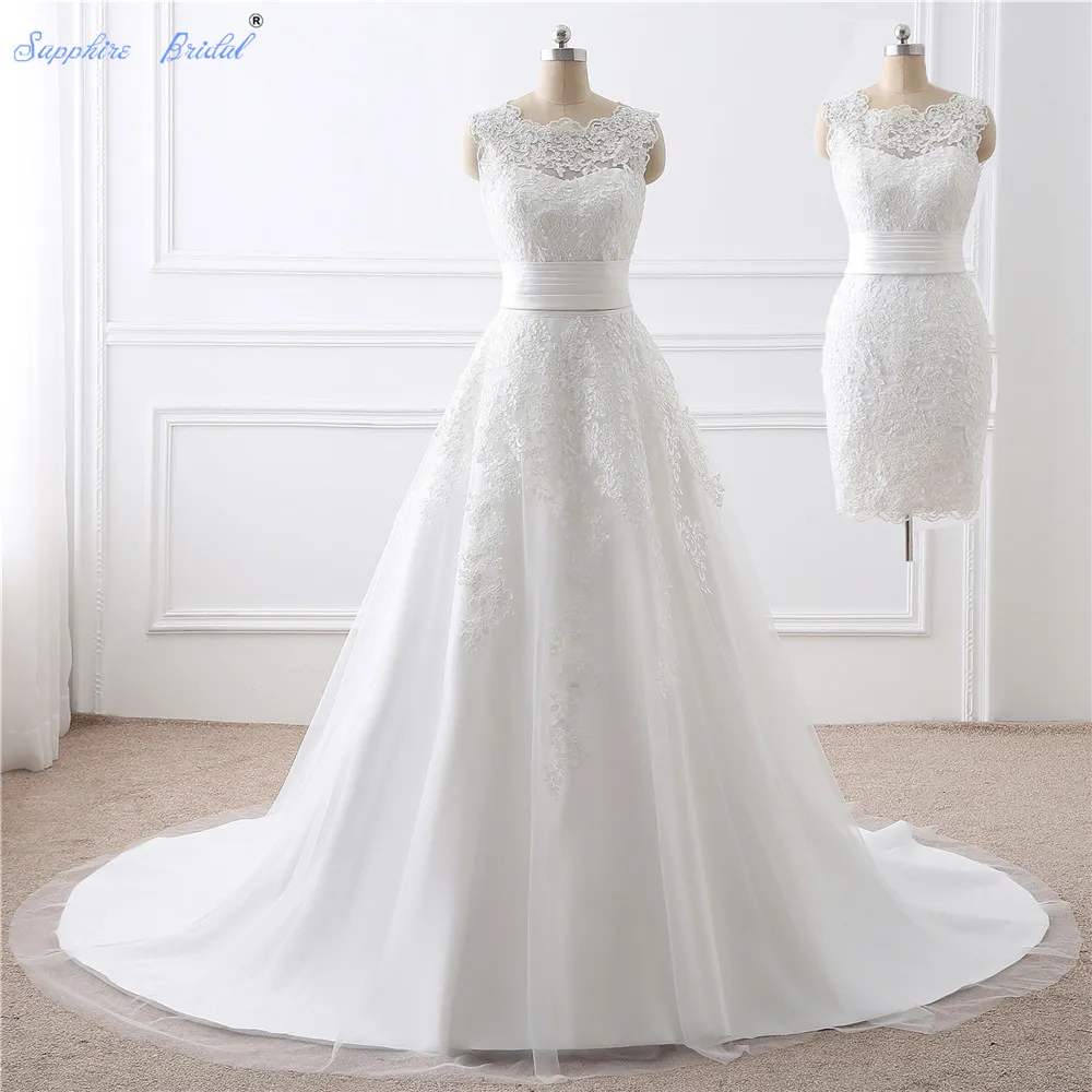 Сапфировое свадебное платье Vestido De Noiva, два предмета, свадебное платье 2 в 1, свадебное платье со съемной юбкой