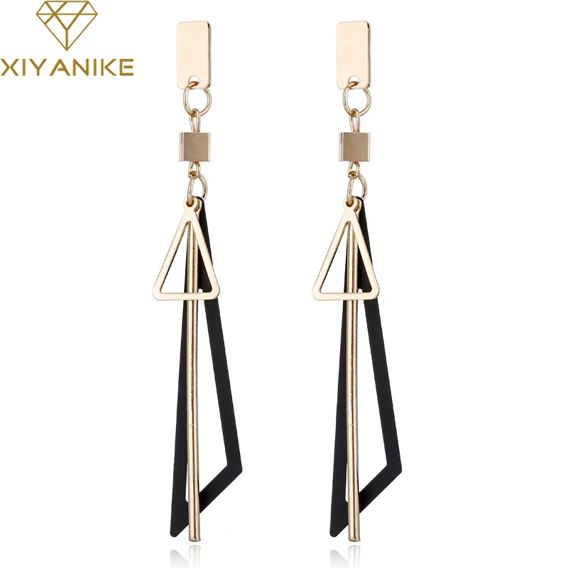 XIYANIKE 3 цвета корейский, геометрической формы кисточкой Висячие Серьги Brincos Oorbellen массивные серьги для женщин подарок