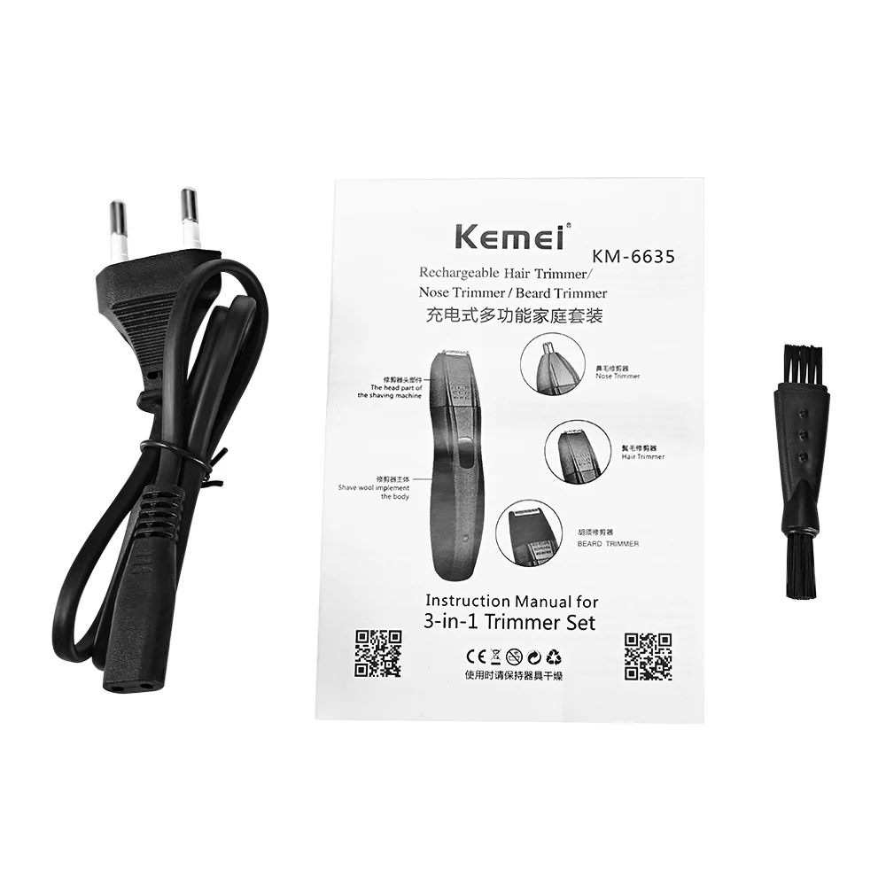 Kemei KM 6635 3 в 1 перезаряжаемый нос ушной триммер бакенбарды волосы борода тример ЕС
