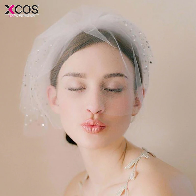 Элегантный тюль бисером Свадебная шляпа белое лицо вуаль tocados sombreros bodas Свадебный