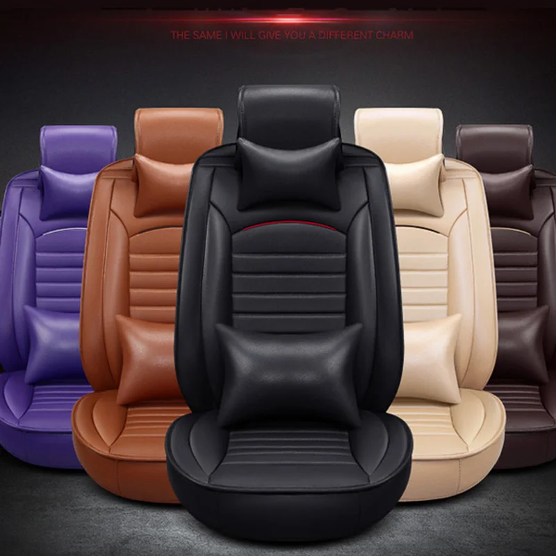 Брендовая черная искусственная Обложка для сиденья автомобиля передний и задний