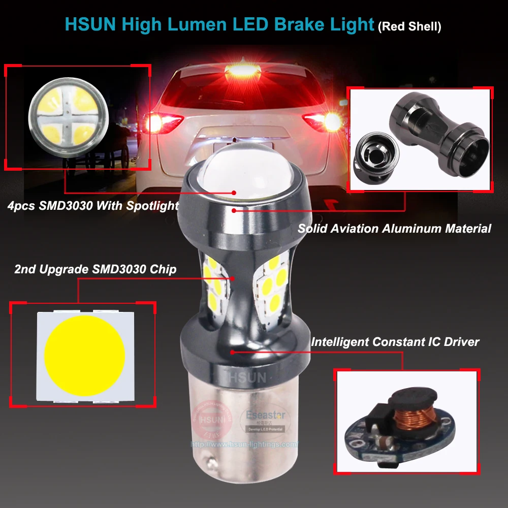 Eseastar 2 шт. P21W led 1156 1300LM p21/5 w 7443 W21W Автомобильные светодиодные лампы T20 W21/5 W 7440 bay15d