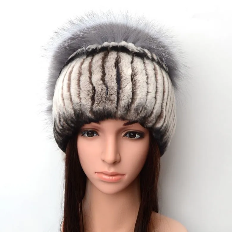 New Fur hat for women natural rex rabbit fur caps autumn winter knitted warm queen 5 colors fur beanies  H150