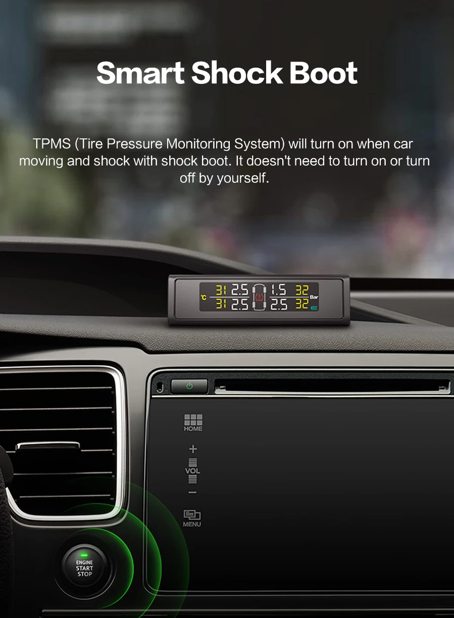 Kommander автомобилей TPMS шин Давление мониторинга Системы солнечной зарядки HD цифровой ЖК-дисплей Дисплей Автоматическая сигнализация Системы Беспроводной с Сенсор