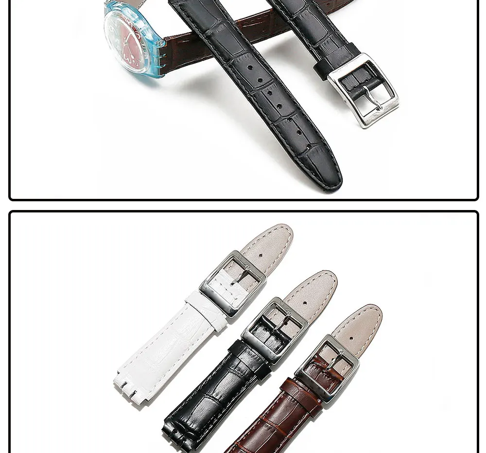 Аксессуары для часов кожаный ремешок Мужская пряжка 17мм19мм для Swatch детский ремешок из телячьей кожи спортивный водонепроницаемый ремешок для часов
