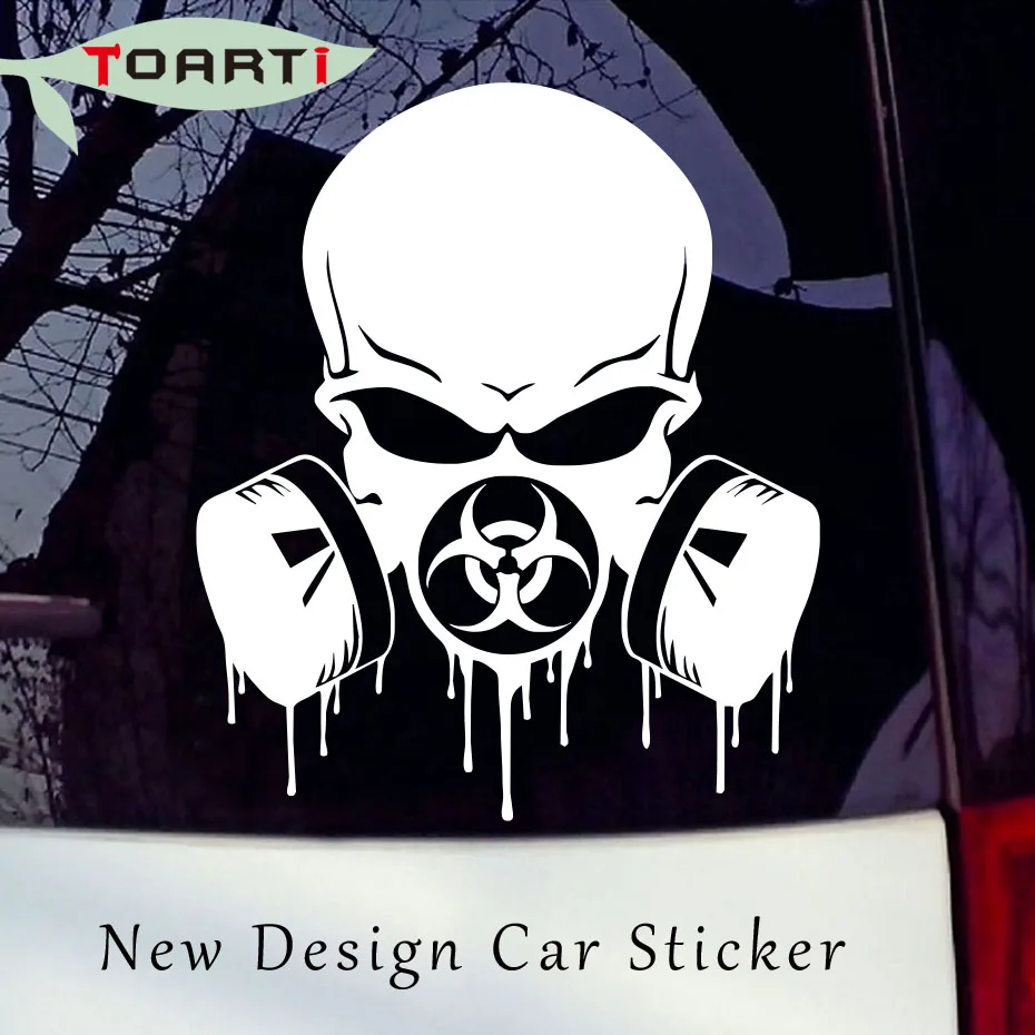 КАПЕЛЬНАЯ биоопасность череп респиратор забавная Виниловая Наклейка на окно