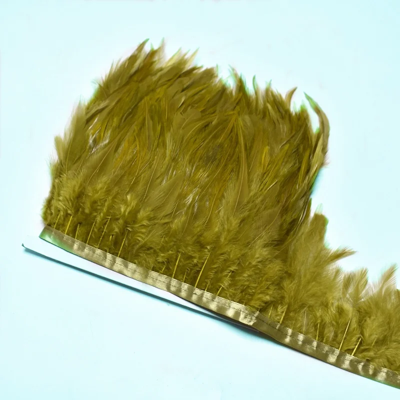 Grass green 1 м черный петух шеи перья отделка бахрома 8-10 см DIY Перья для рукоделия ленты для шитья одежды вечерние украшения - Цвет: Grass green