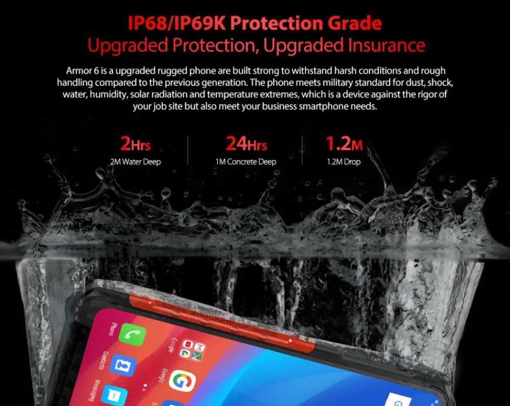 Ulefone Броня 6 GB + 128 ГБ 2 &quotFHD мобильный телефон HelIo P60 Восьмиядерный IP69K/IP68