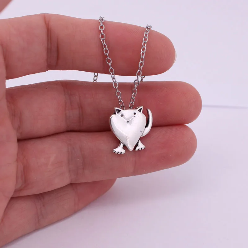 heart kitty cat pendant necklace gift jewellery | Украшения и аксессуары