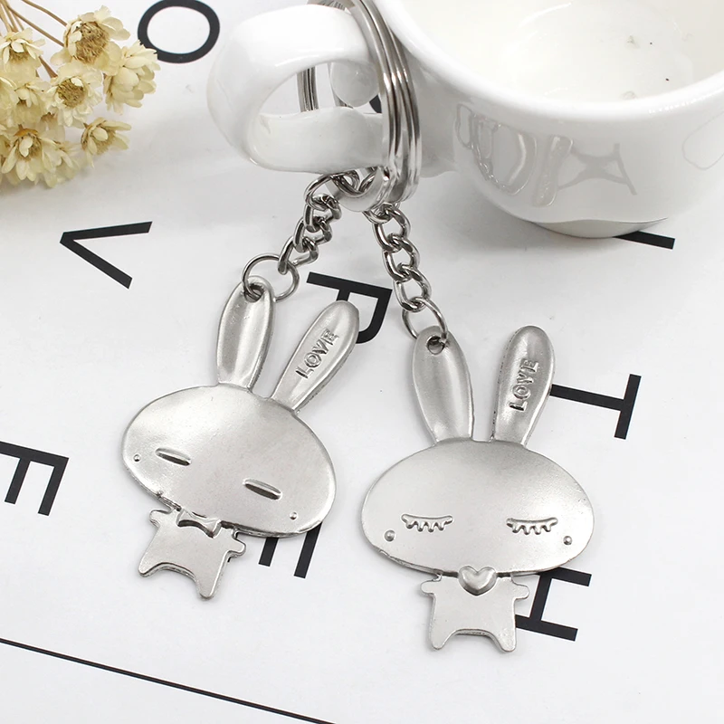 2 Piece Fashion Couple Key Chain Creative Animal Rabbit Pendant Alloy Men And Women Trend Gift Jewelry | Украшения и аксессуары