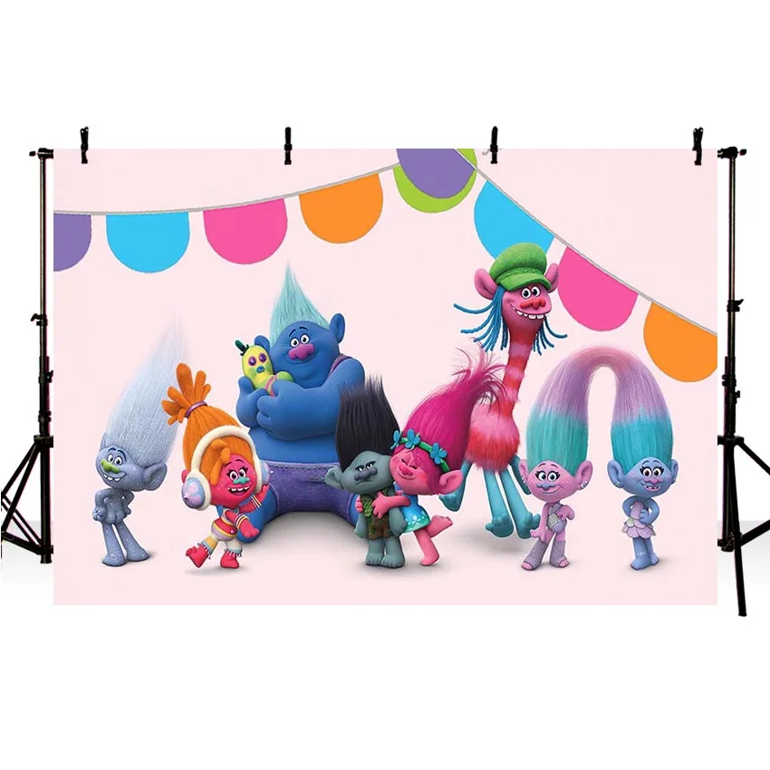 Королевский синий День Рождения мультфильм тролли девочка настроить фото фоны баннер для фотосессии фотографии фоны для фотостудии - Цвет: Королевский синий