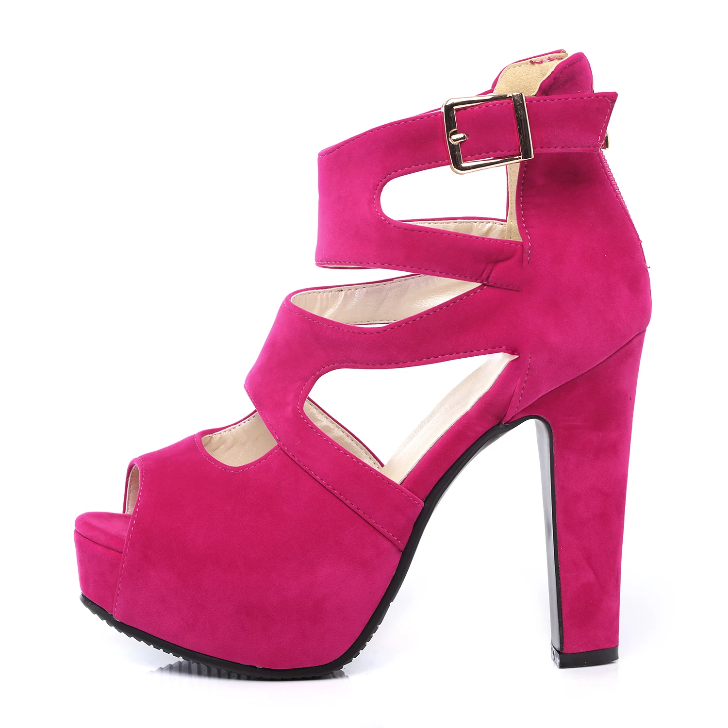 Босоножки женские из флока на высоком каблуке сандалии толстом с ремешками